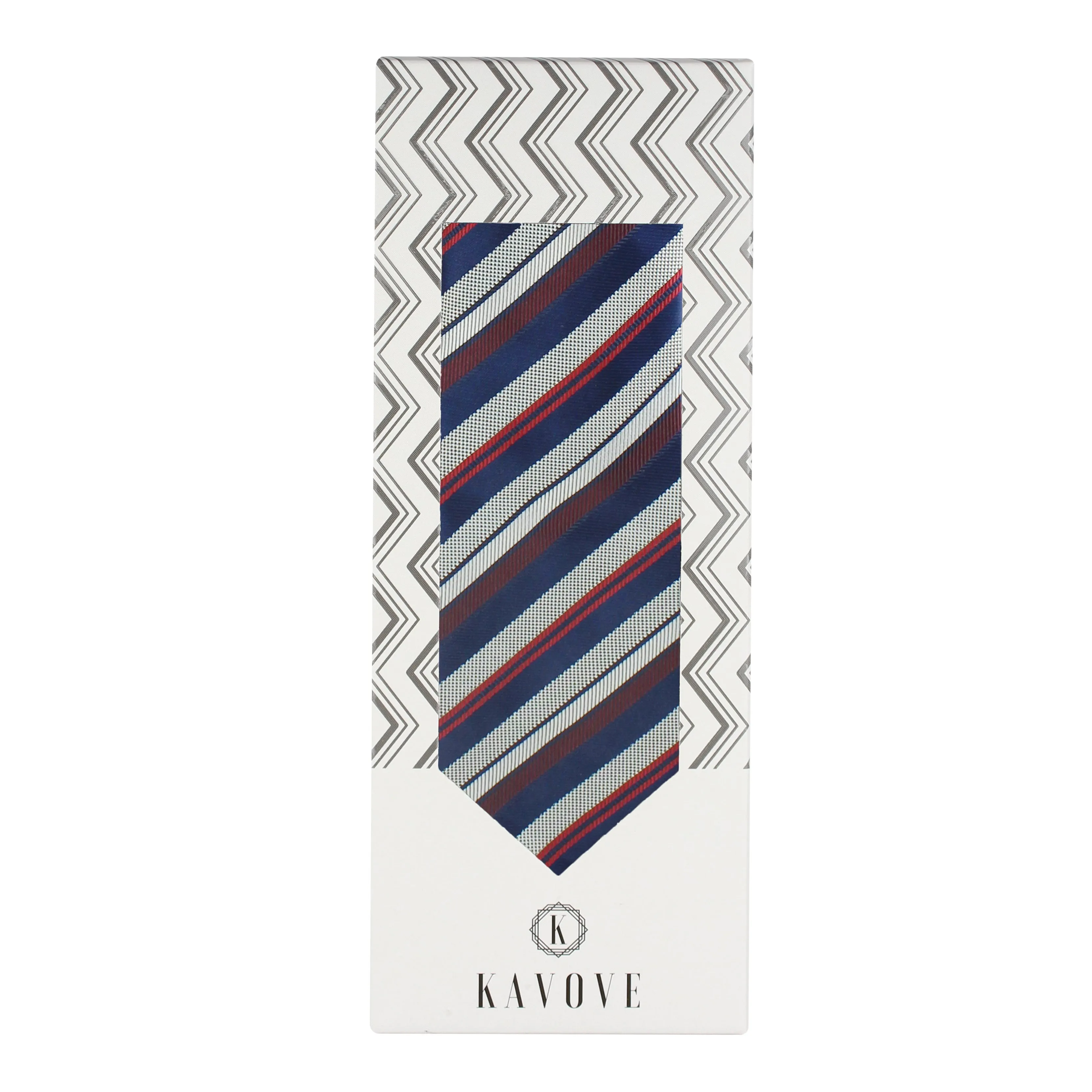 Kovove The Classy Striped Blue Necktie and Pocket Square Gift Box