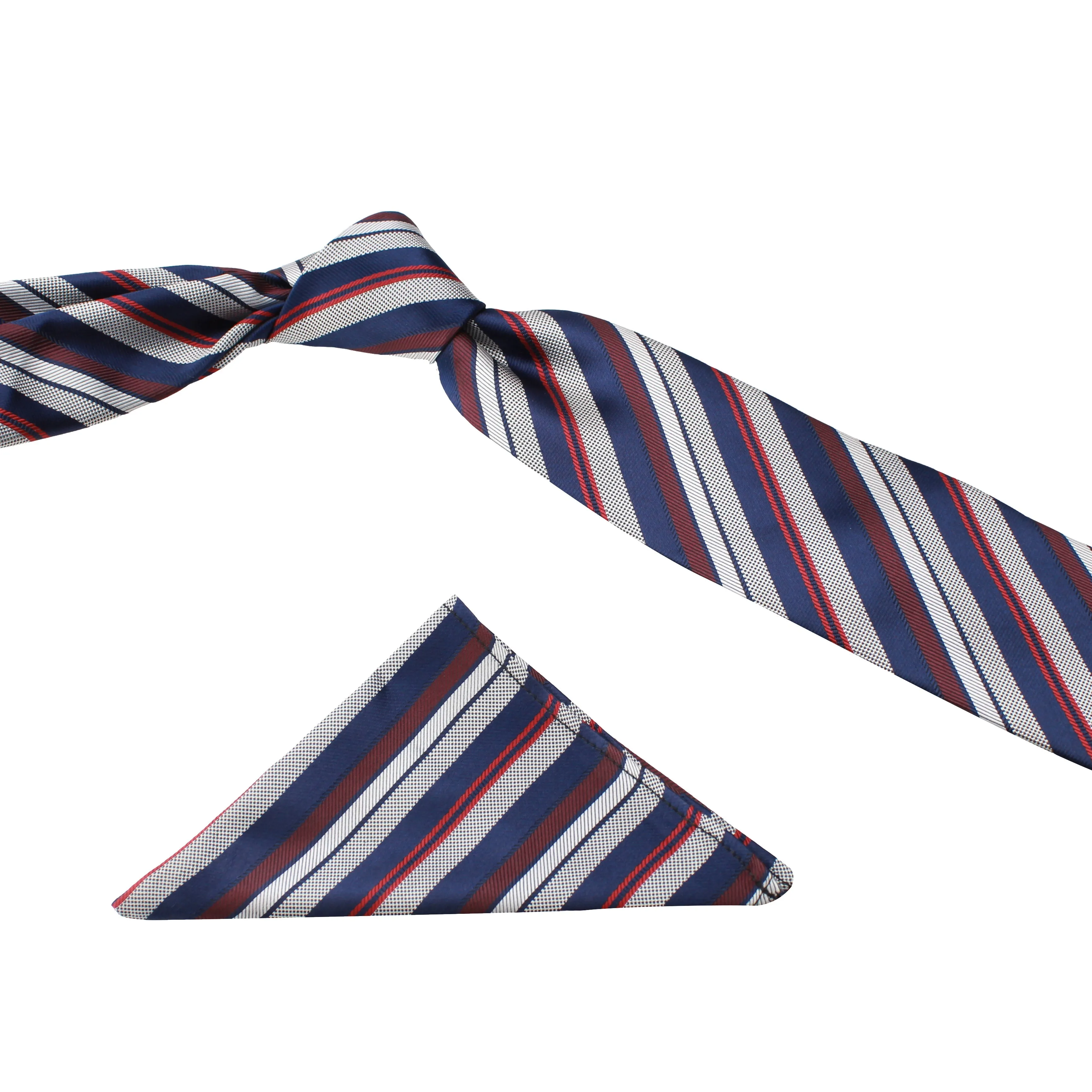 Kovove The Classy Striped Blue Necktie and Pocket Square Gift Box