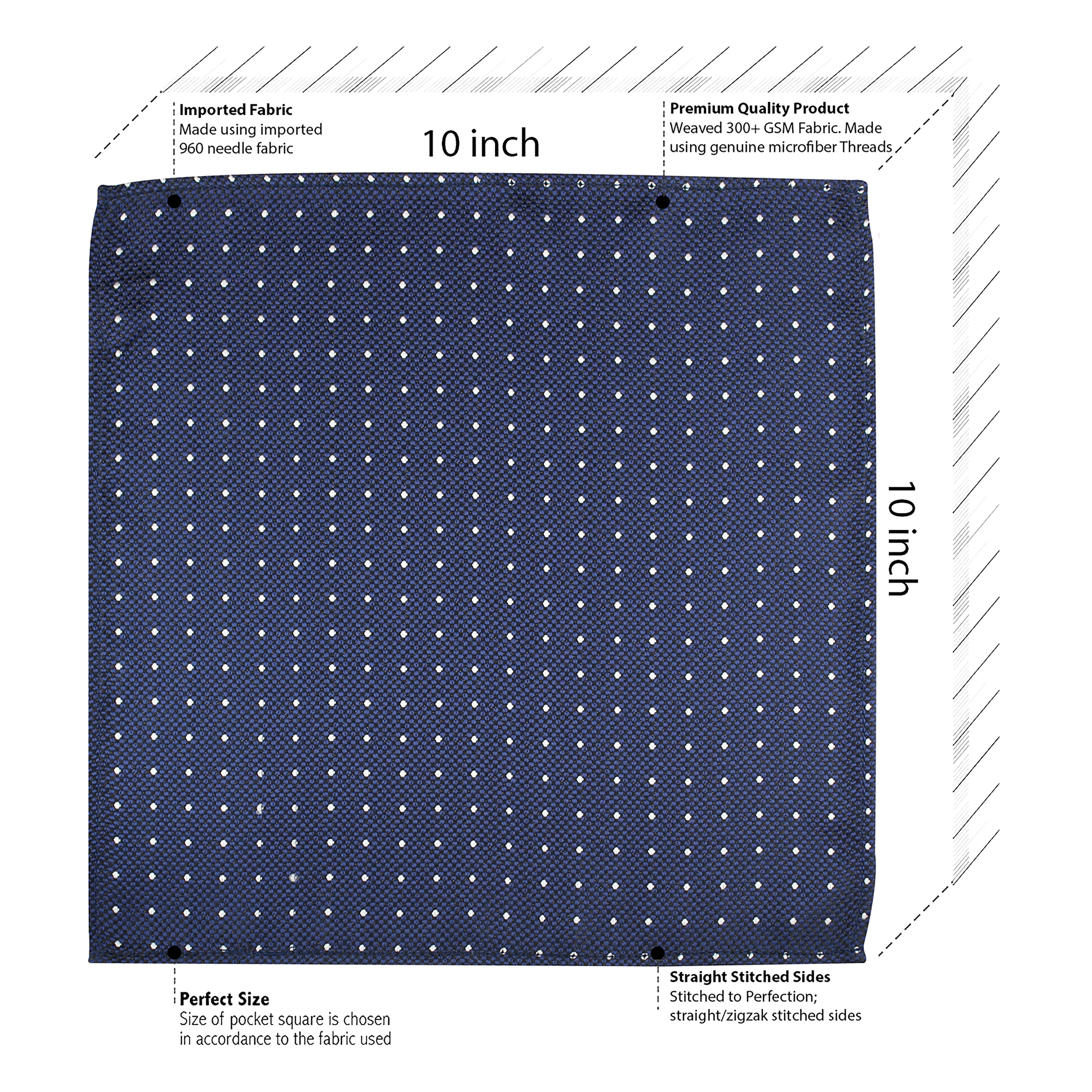 Kovove The Elegant Polka Dot Blue Necktie and Pocket Square Gift Box