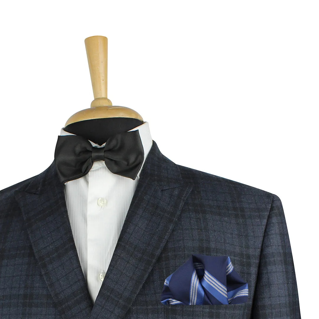 Kovove The Striped Grande Blue Necktie and Pocket Square Gift Box