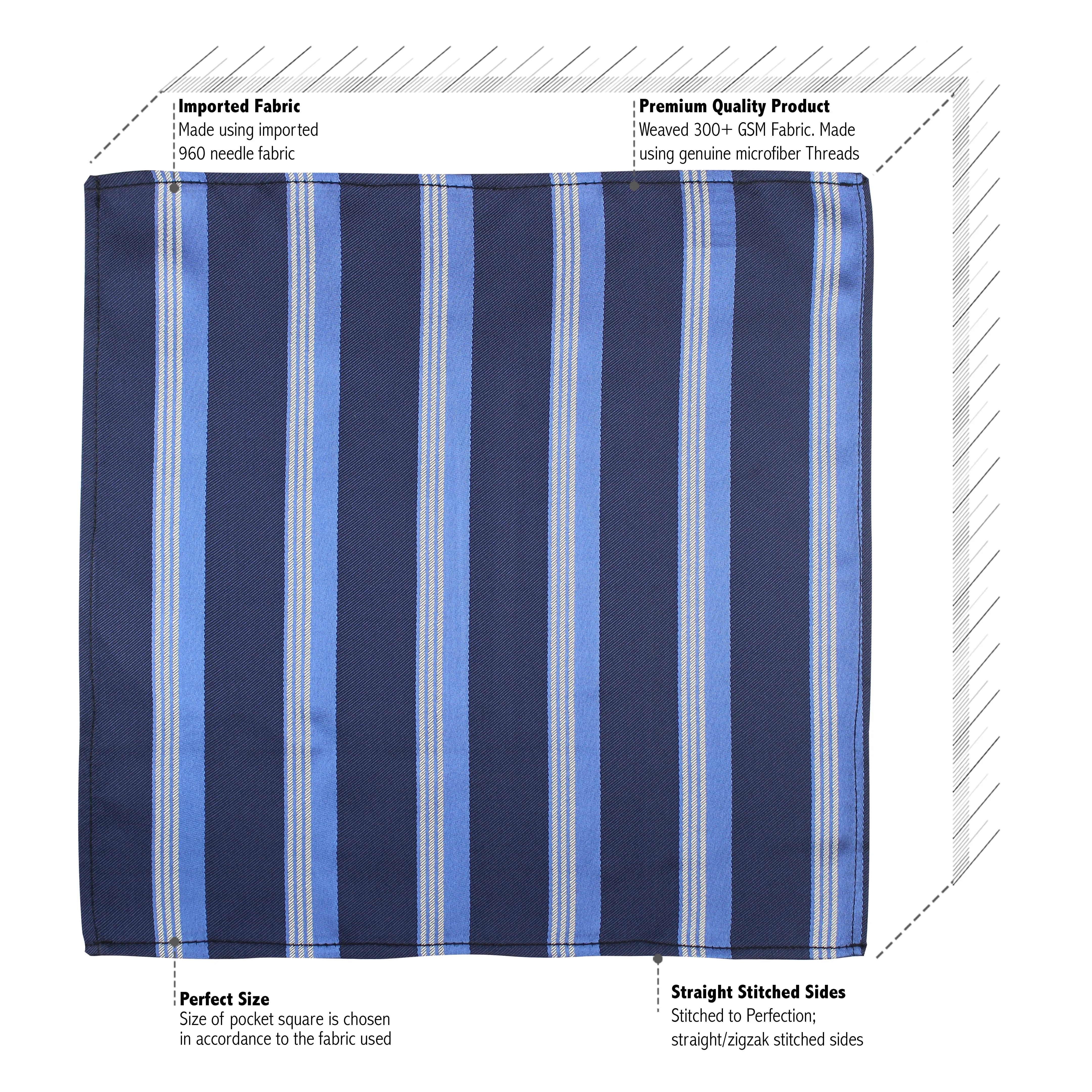 Kovove The Striped Grande Blue Necktie and Pocket Square Gift Box