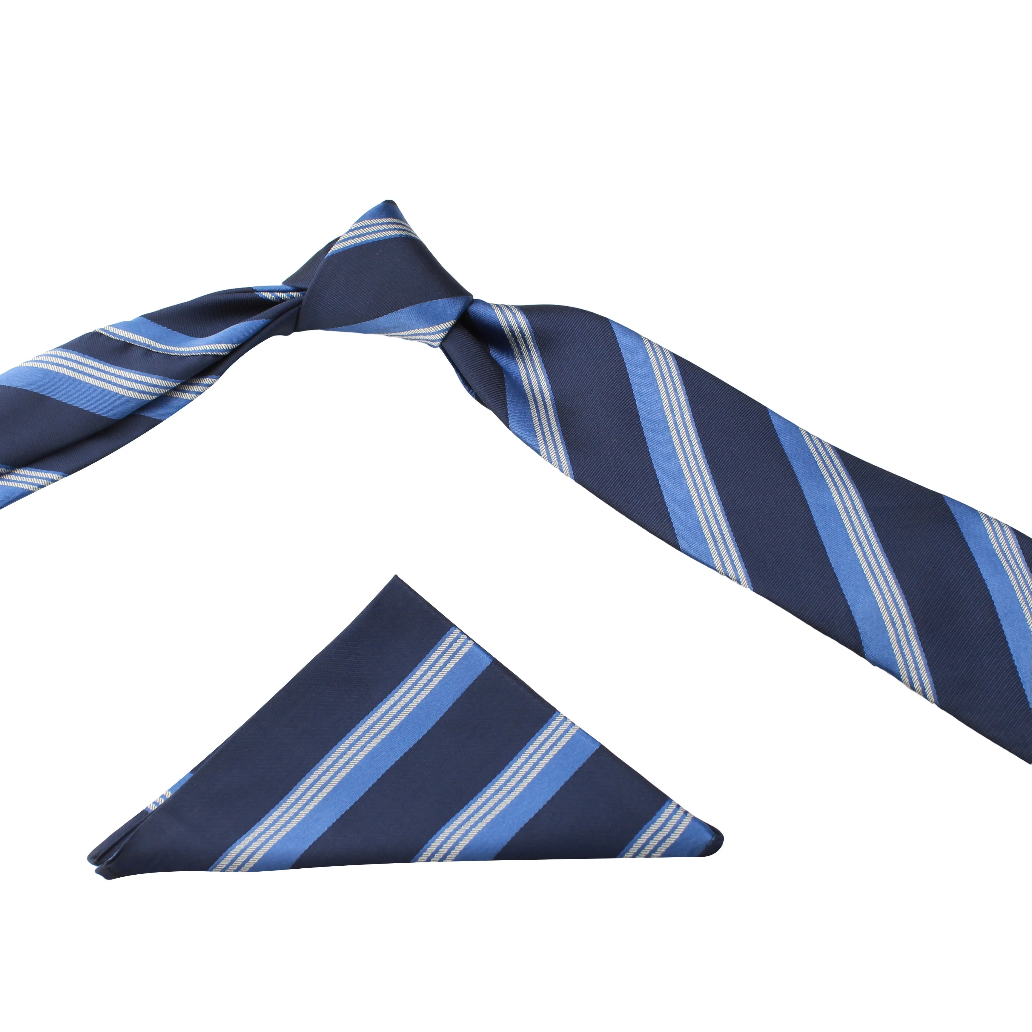 Kovove The Striped Grande Blue Necktie and Pocket Square Gift Box