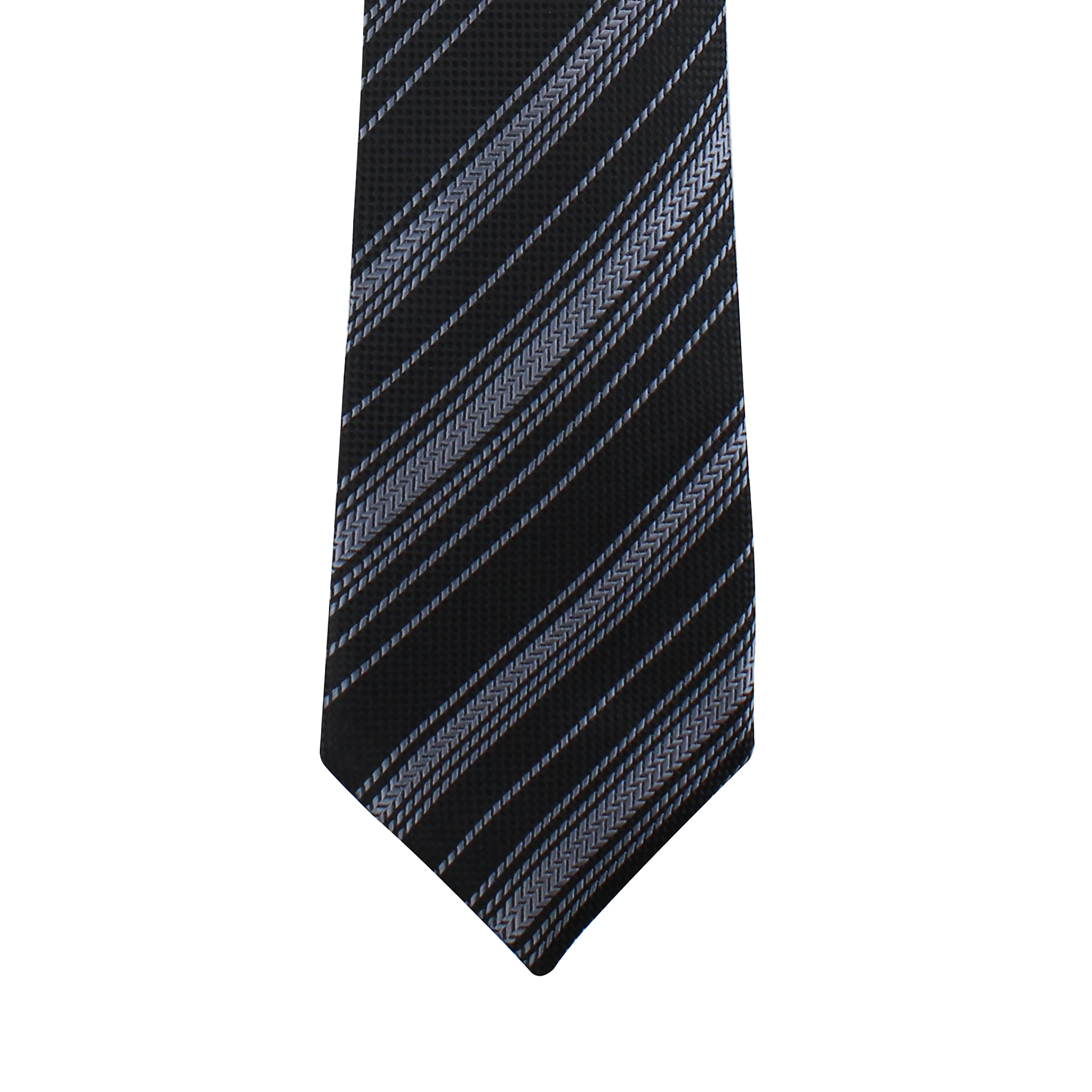 Kovove The Trend Setter Striped  Black Necktie and Pocket Square Gift Box