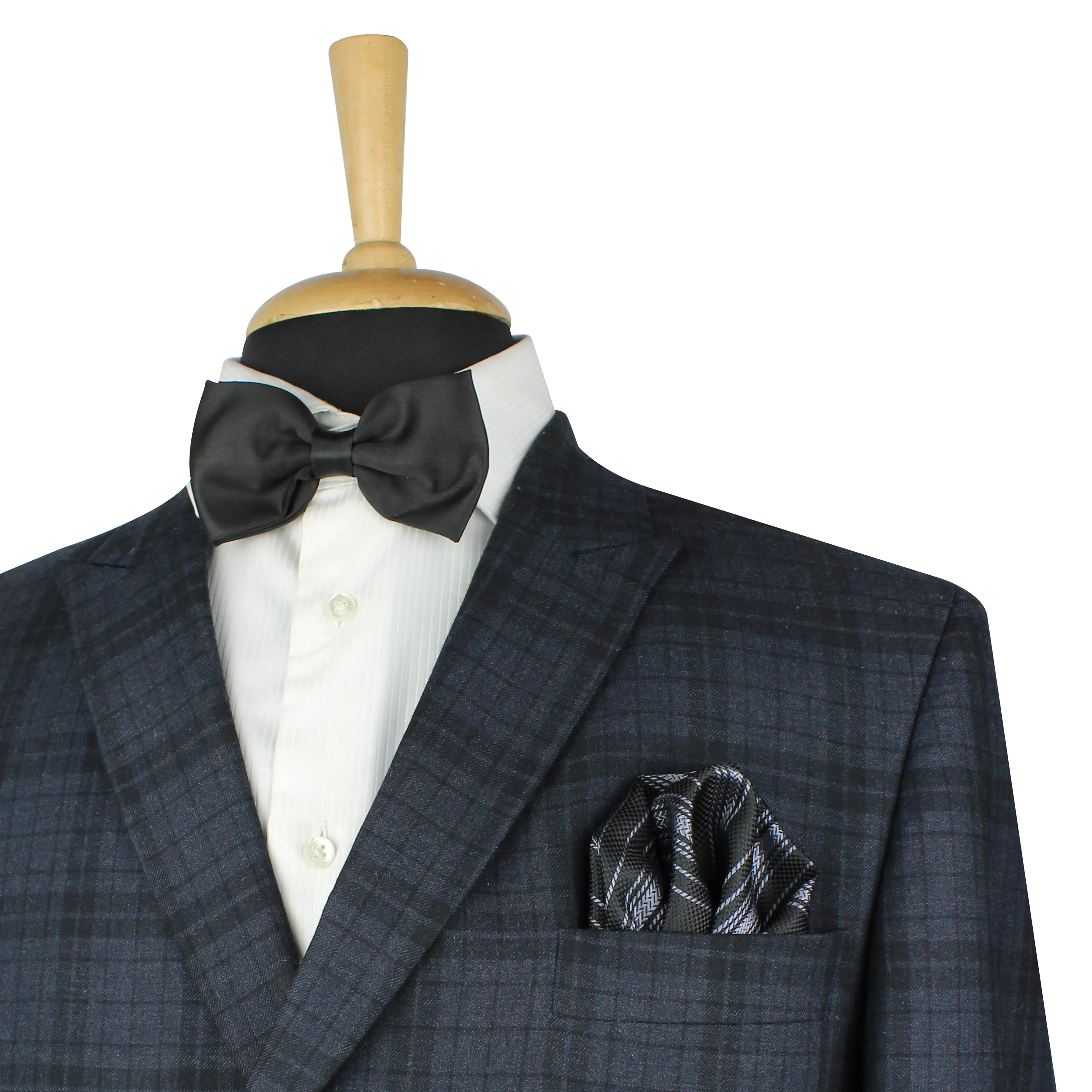 Kovove The Trend Setter Striped  Black Necktie and Pocket Square Gift Box