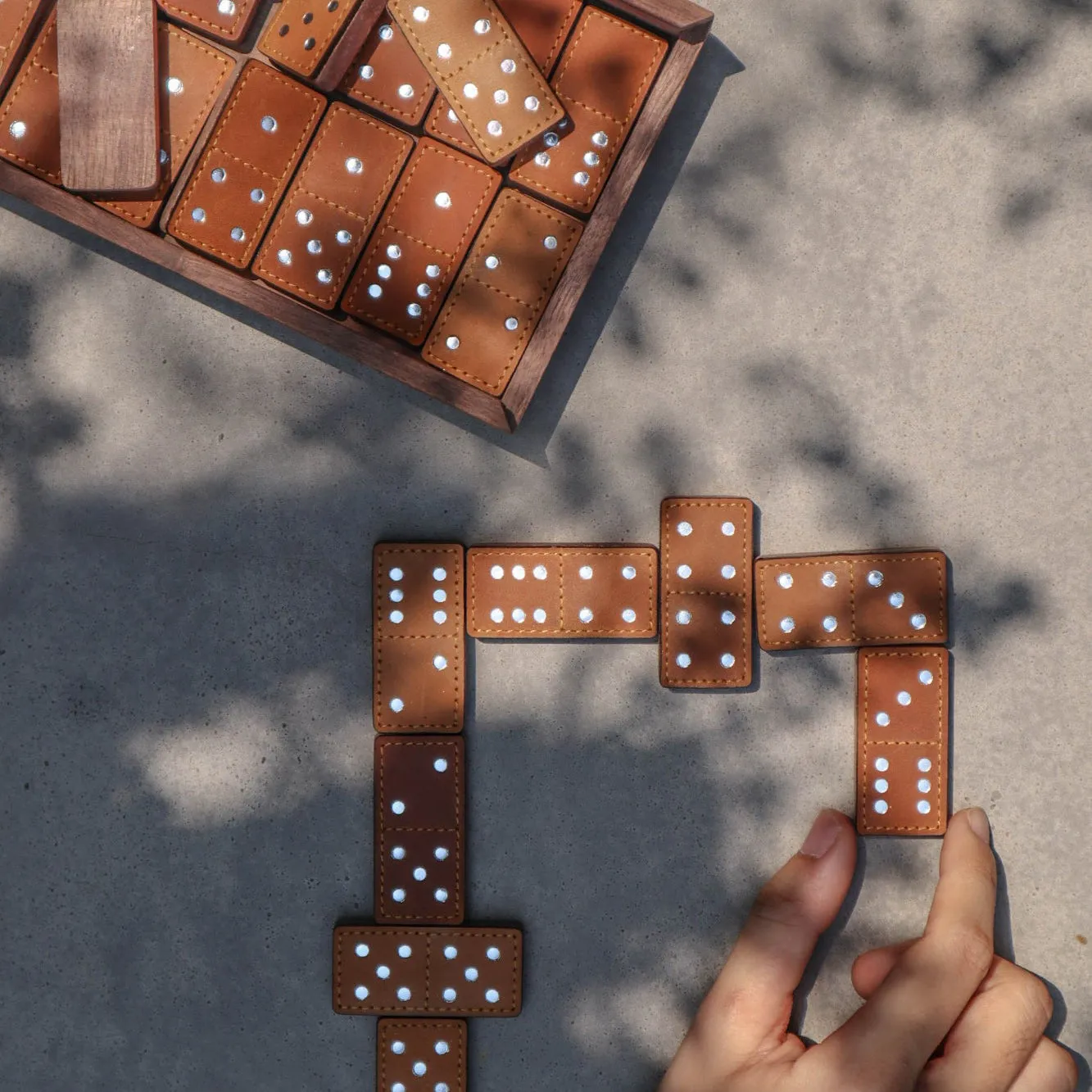 Leather Dominoes Set