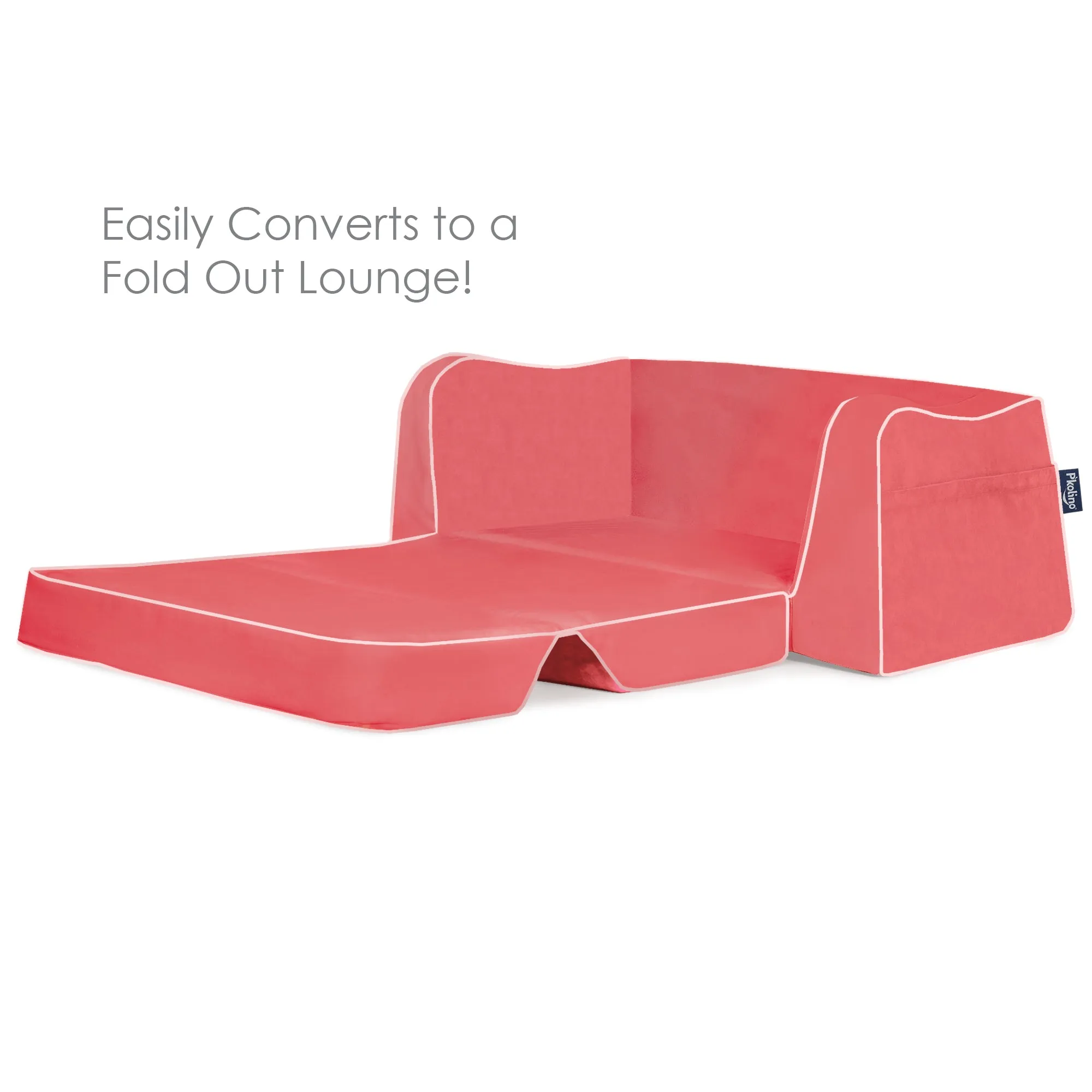 Little Reader Sofa Lounge - Coral with White Piping