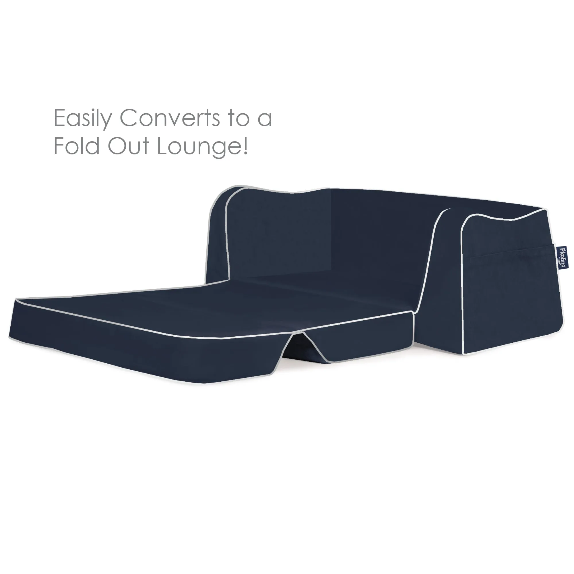 Little Reader Sofa Lounge - Navy with White Piping