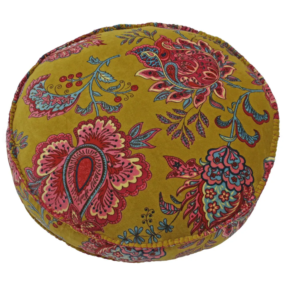 Malisa Paisley Round Cushion Lemon Curry