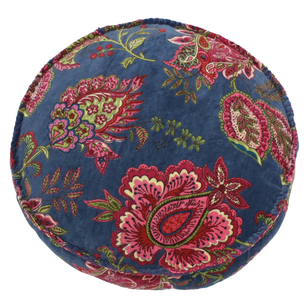 Malisa Paisley Round Cushion Smoke Blue