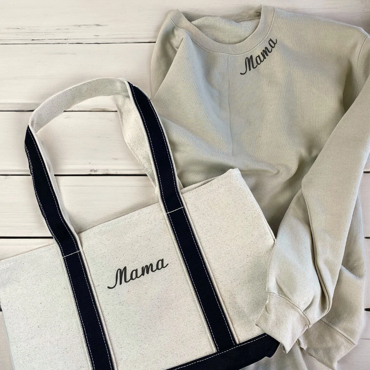 Mama Twin Pack: Embroidered Sweatshirt & Tote Bag