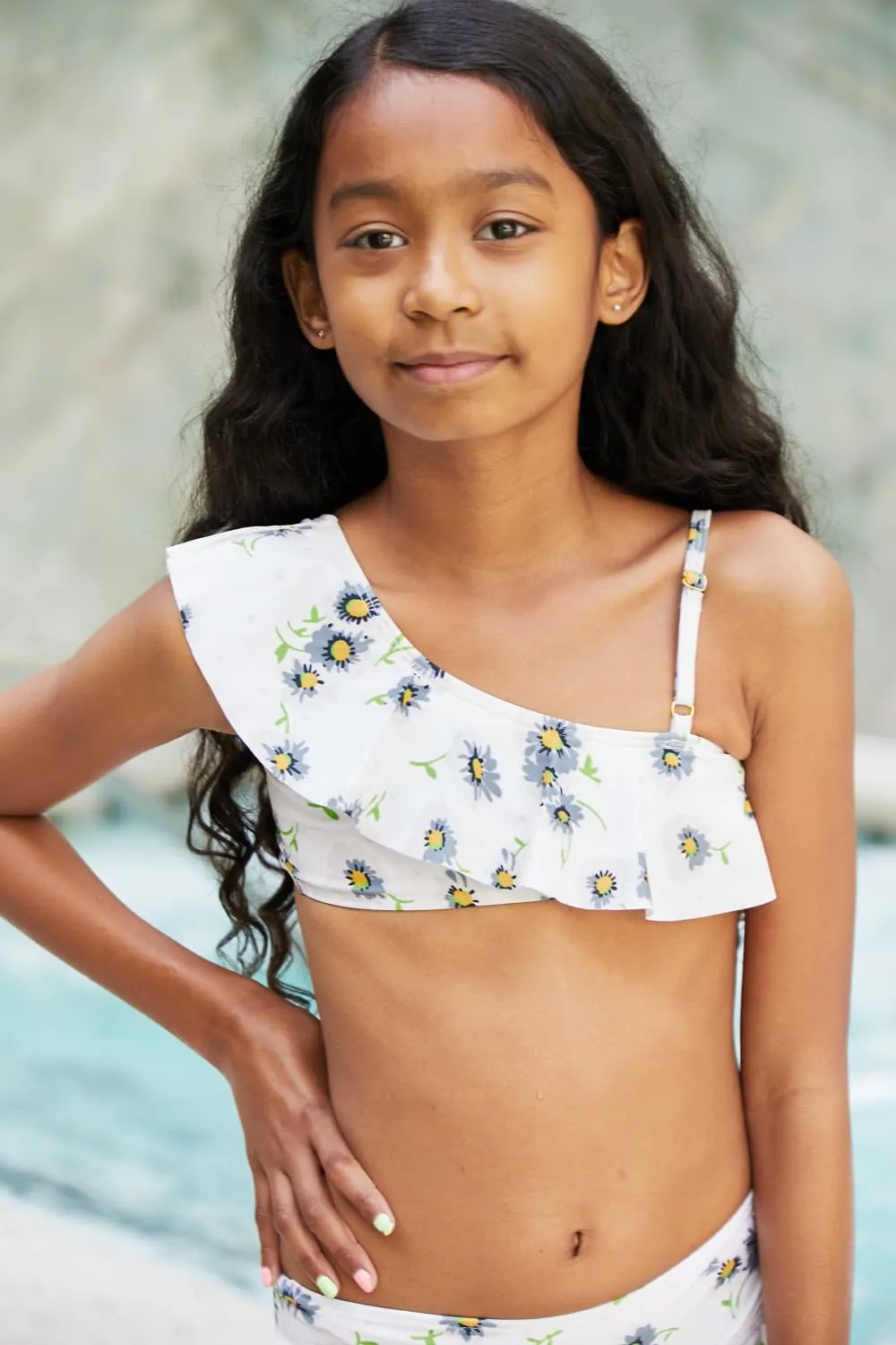 Marina West Swim Float On Mommy & Me Ruffle Faux Wrap One-Piece in Daisy Cream