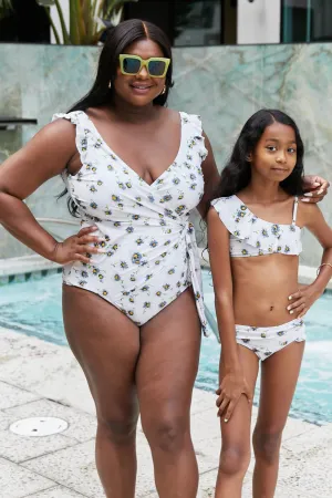 Marina West Swim Float On Mommy & Me Ruffle Faux Wrap One-Piece in Daisy Cream