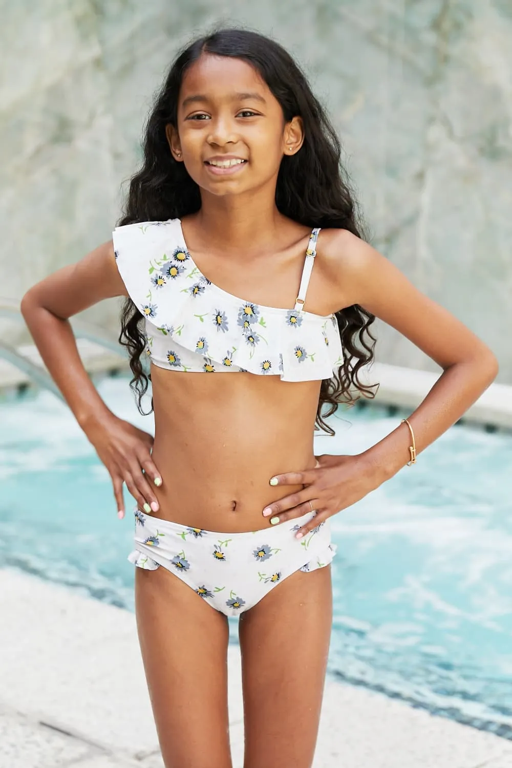 Marina West Swim Float On Mommy & Me Ruffle Faux Wrap One-Piece in Daisy Cream