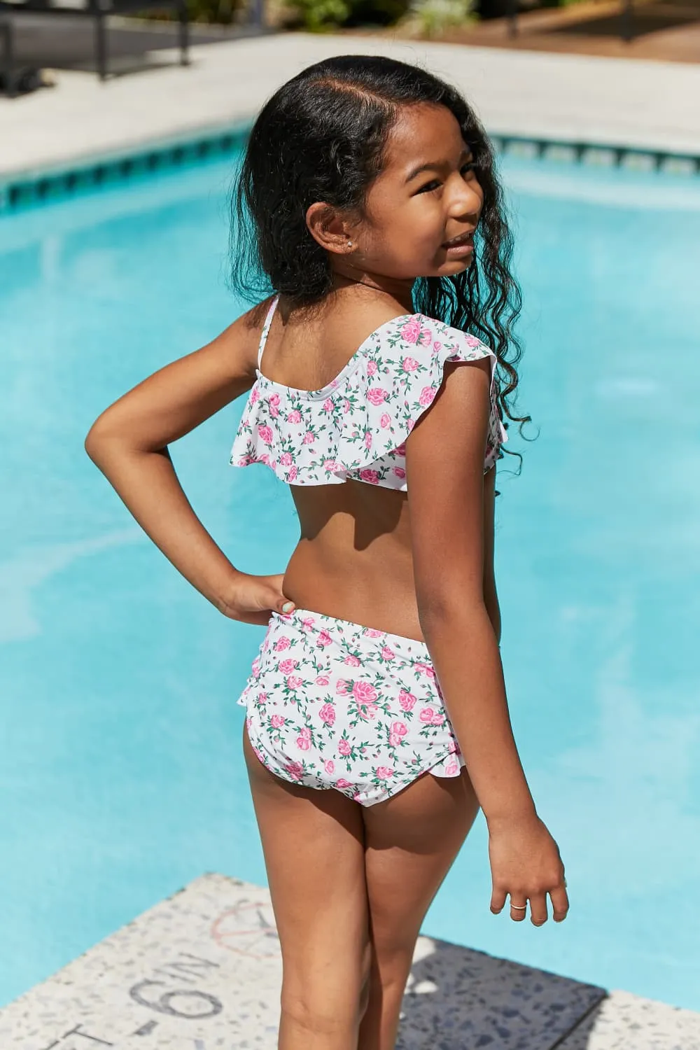 Marina West Swim Full Size Float On Mommy & Me Ruffle Faux Wrap One-Piece in Floral