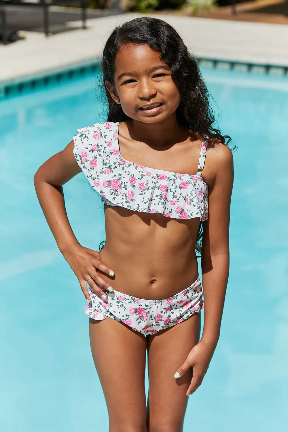 Marina West Swim Full Size Float On Mommy & Me Ruffle Faux Wrap One-Piece in Floral