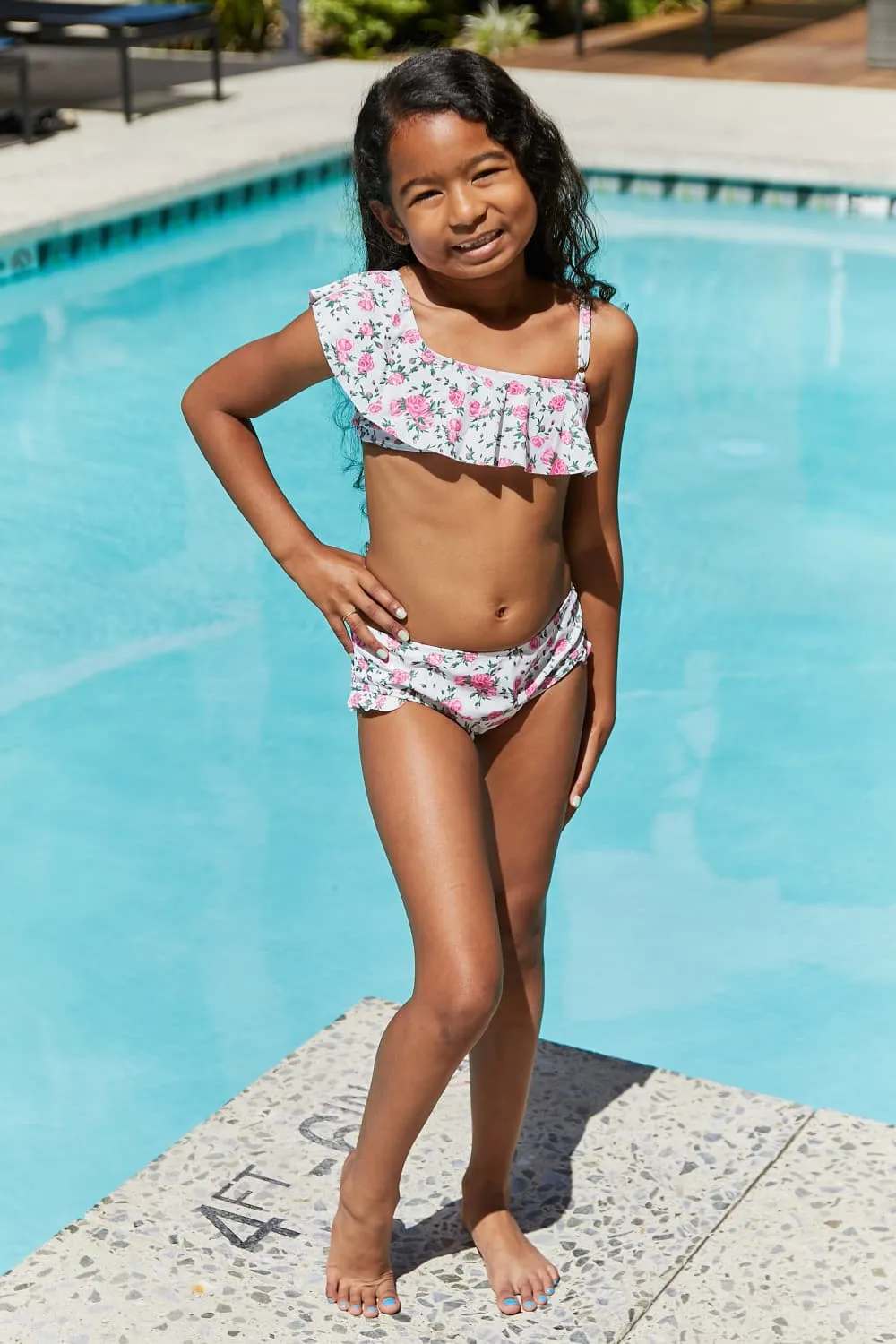 Marina West Swim Full Size Float On Mommy & Me Ruffle Faux Wrap One-Piece in Floral