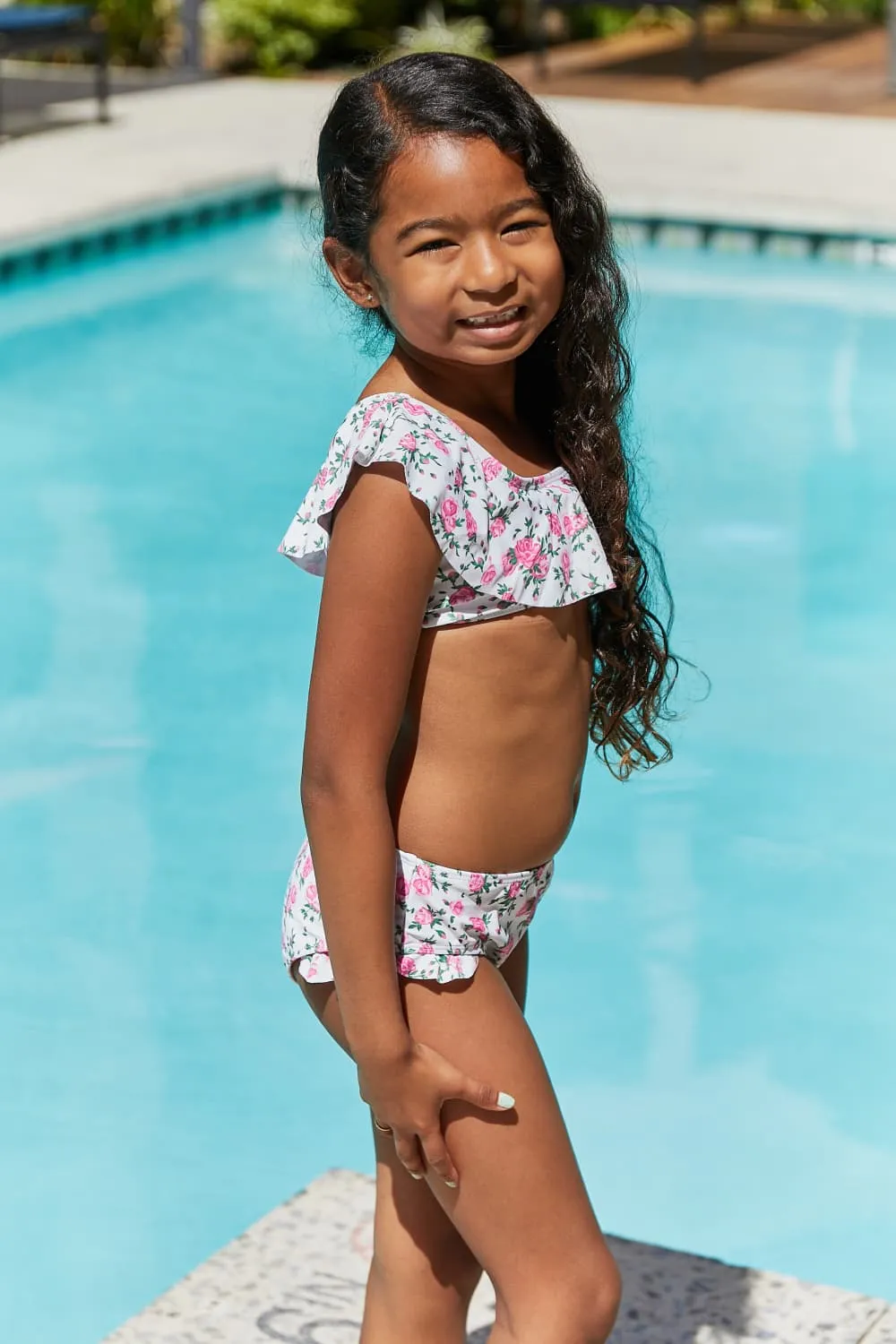 Marina West Swim Full Size Float On Mommy & Me Ruffle Faux Wrap One-Piece in Floral