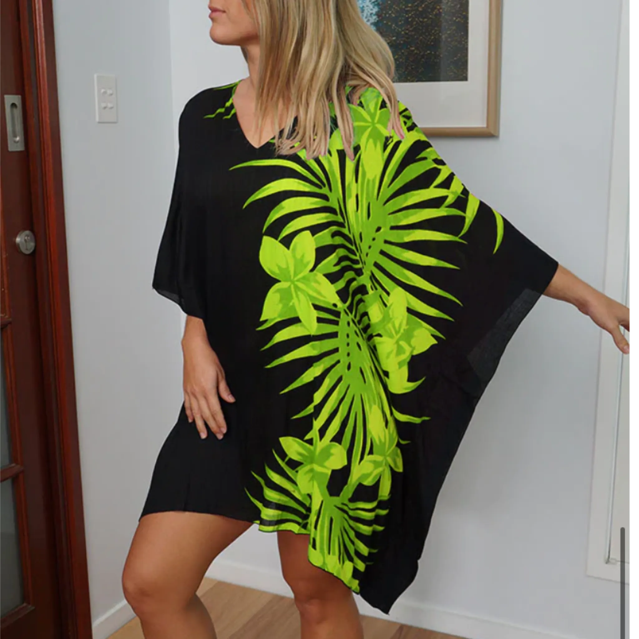 Maya Green Kaftan Tunic – Stylish OSFA Top