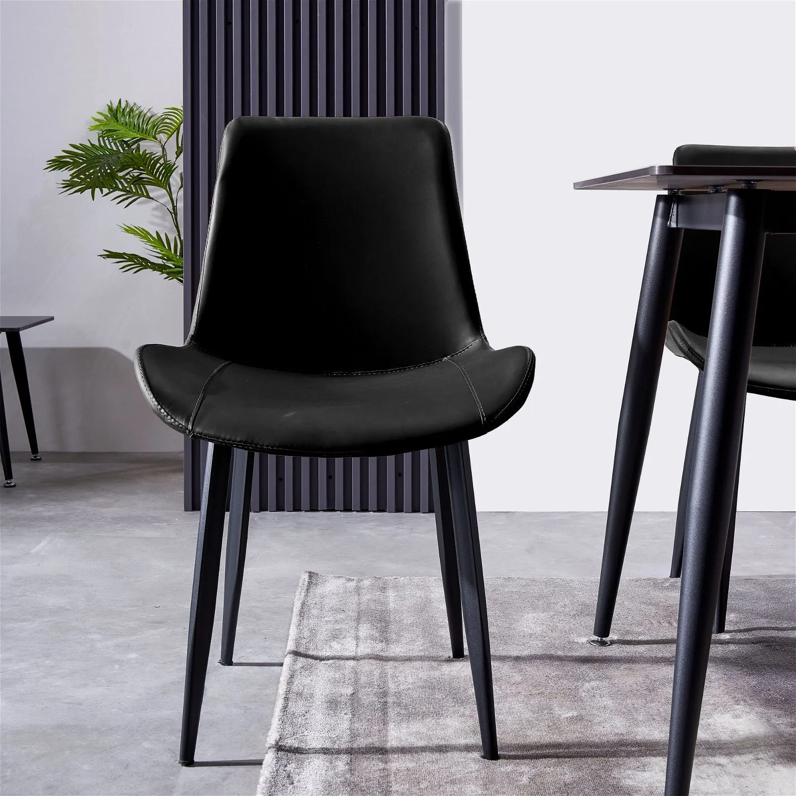 Mendy Dining Chair Black PU Seat and Carbon Steel Frame (Set of Four) by Criterion™