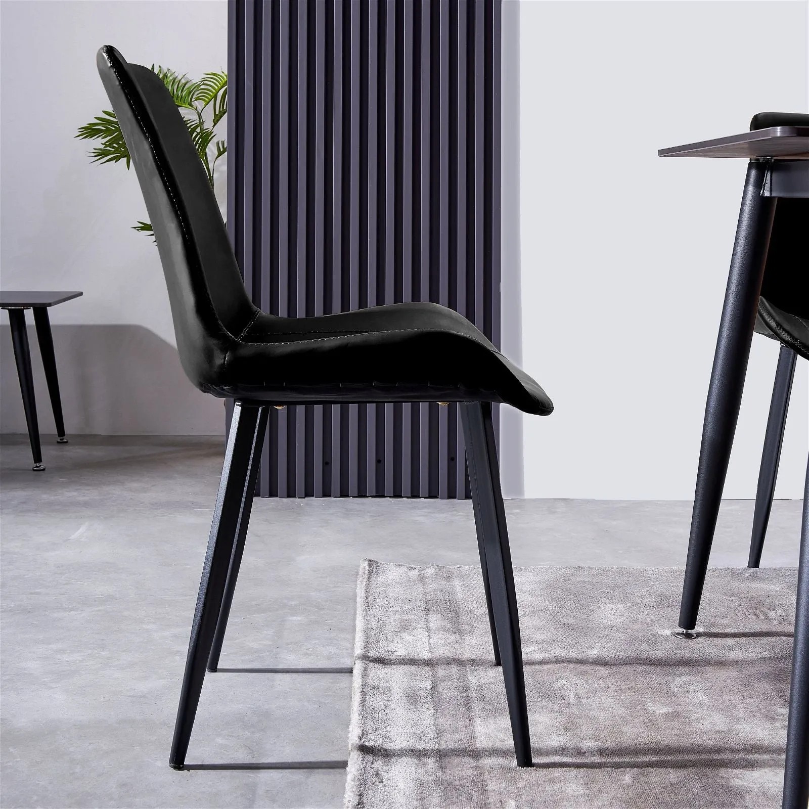 Mendy Dining Chair Black PU Seat and Carbon Steel Frame (Set of Four) by Criterion™