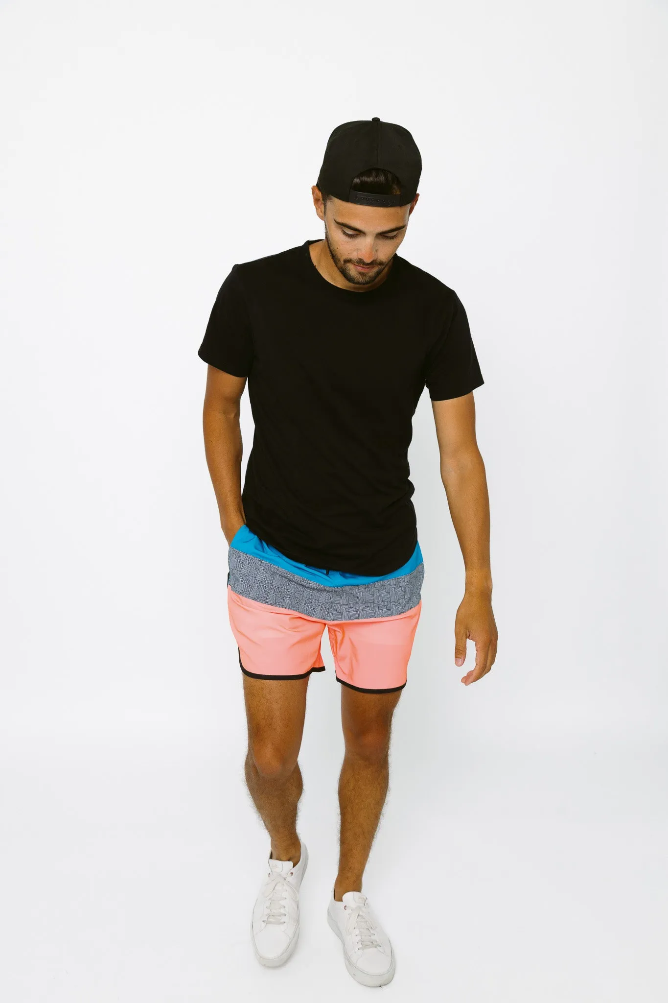 Men's Block Swim Short - Neon Pink