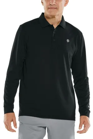 Men's Erodym Long Sleeve Golf Polo  |  Black