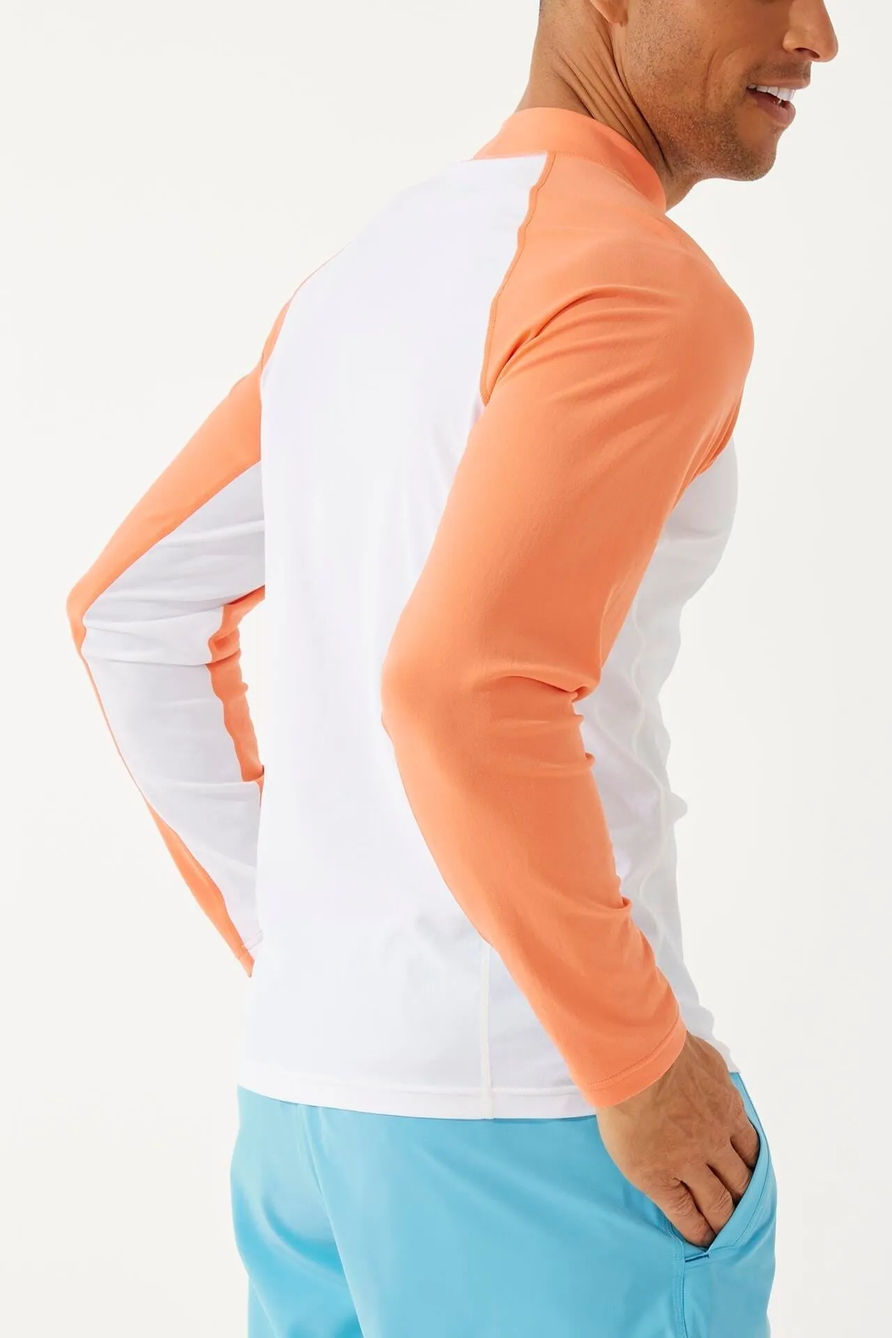 Men's Tulum Long Sleeve Surf Rash Guard  |  Soft Coral Colorblock