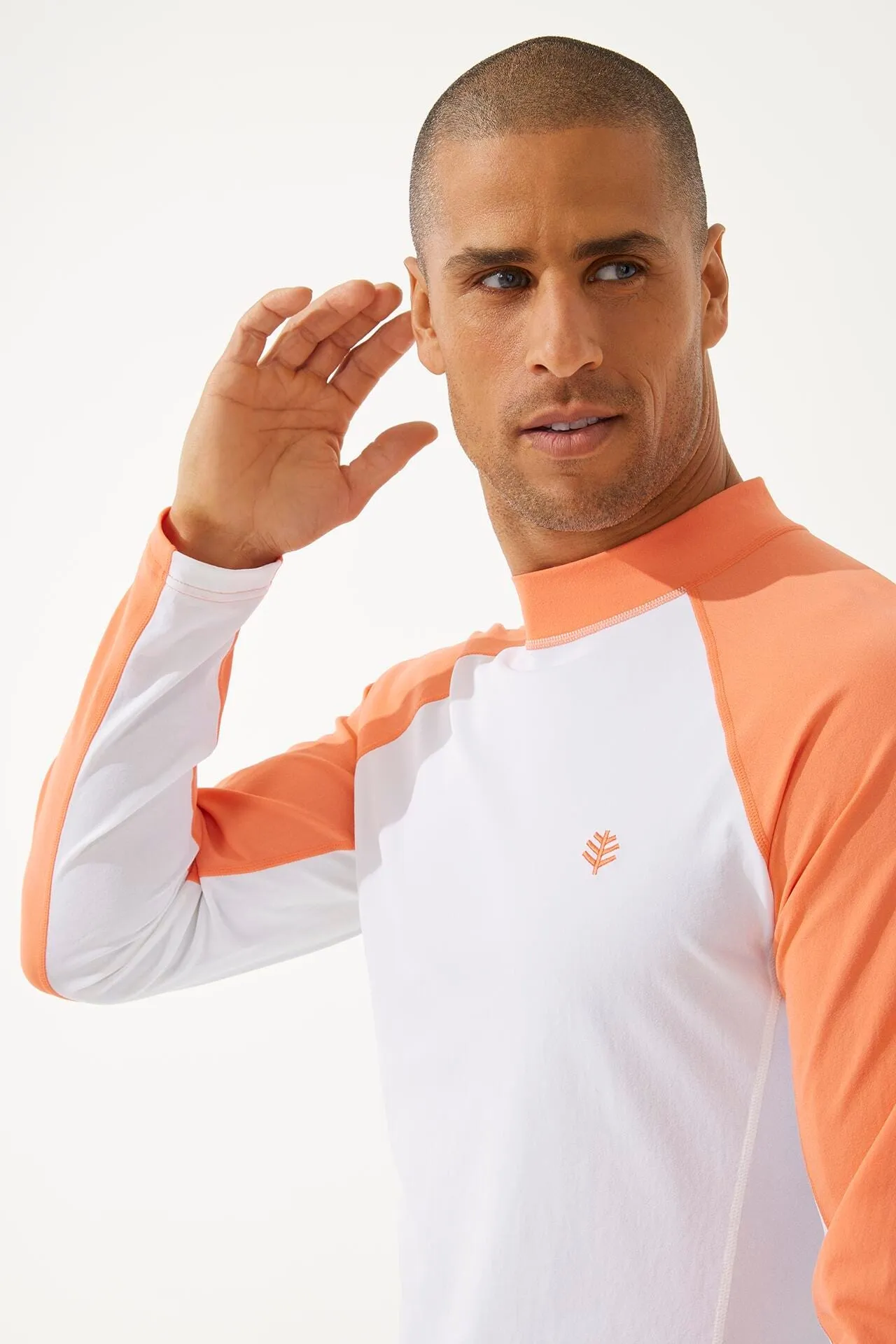 Men's Tulum Long Sleeve Surf Rash Guard  |  Soft Coral Colorblock