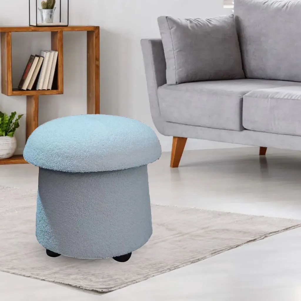 Mushroom Stool in Cream - Cozy Teddy Upholstery, Washable Cover, and Sturdy MDF Frame