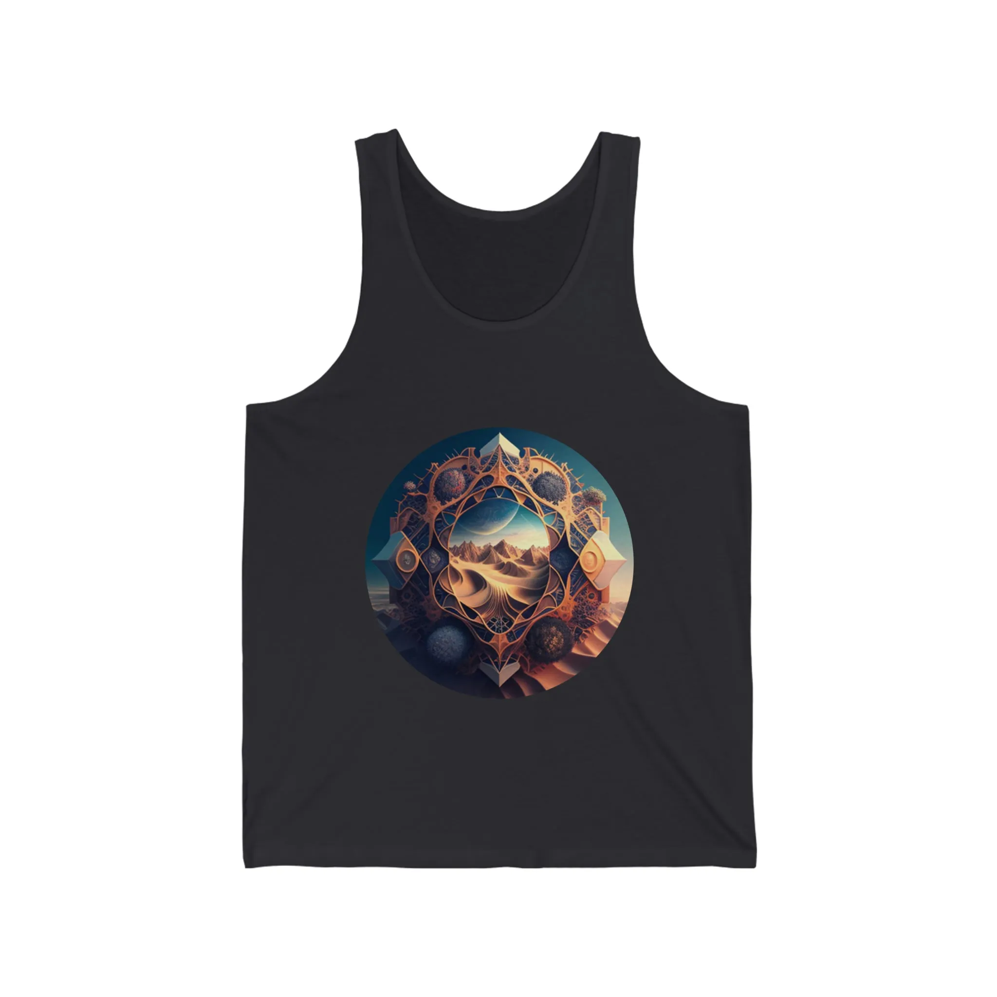 Mythical Creatures Tank Top, Workout Crop Top, Mens Tank Top, Summer Black Tank Top, Aesthetic Desert Pattern Tank Top