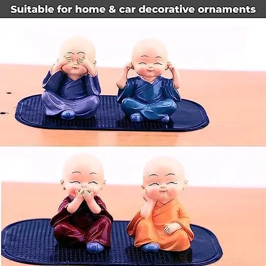 NESTIC Set of 4 Buddha MonkStatue Figurines Showpiece Cute Mini Buddha Idol Statue for Car Dashboard | Decoration Items Buddha for Table Decor Living Room Home