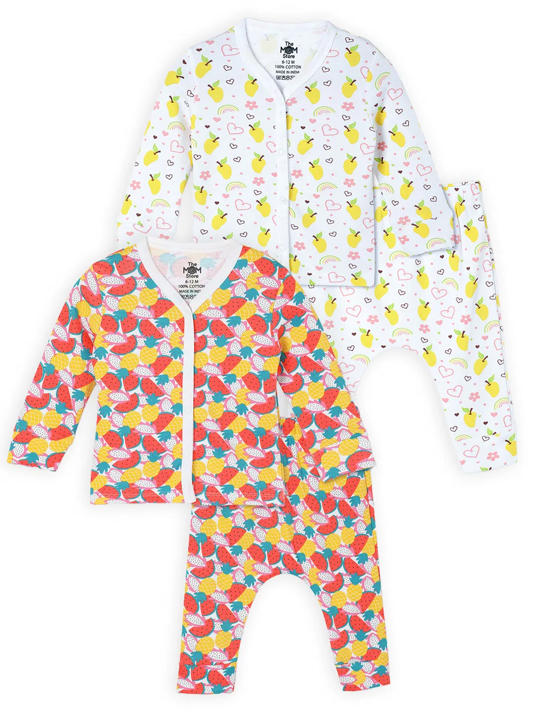 Newborn and Infant Pajama Set Combo of 2: Mango Mia-Fruitilicious