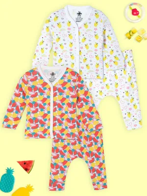 Newborn and Infant Pajama Set Combo of 2: Mango Mia-Fruitilicious