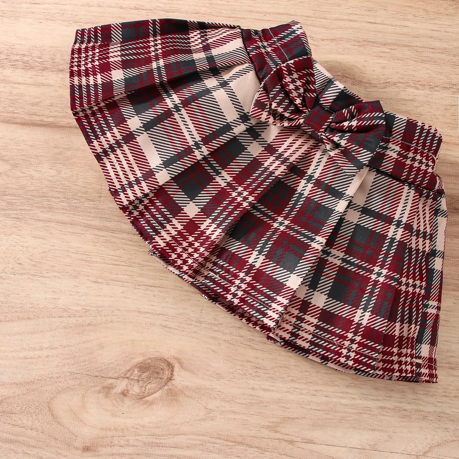 Newborn Baby Girls Outfit - Plaid Skirt & Romper Set