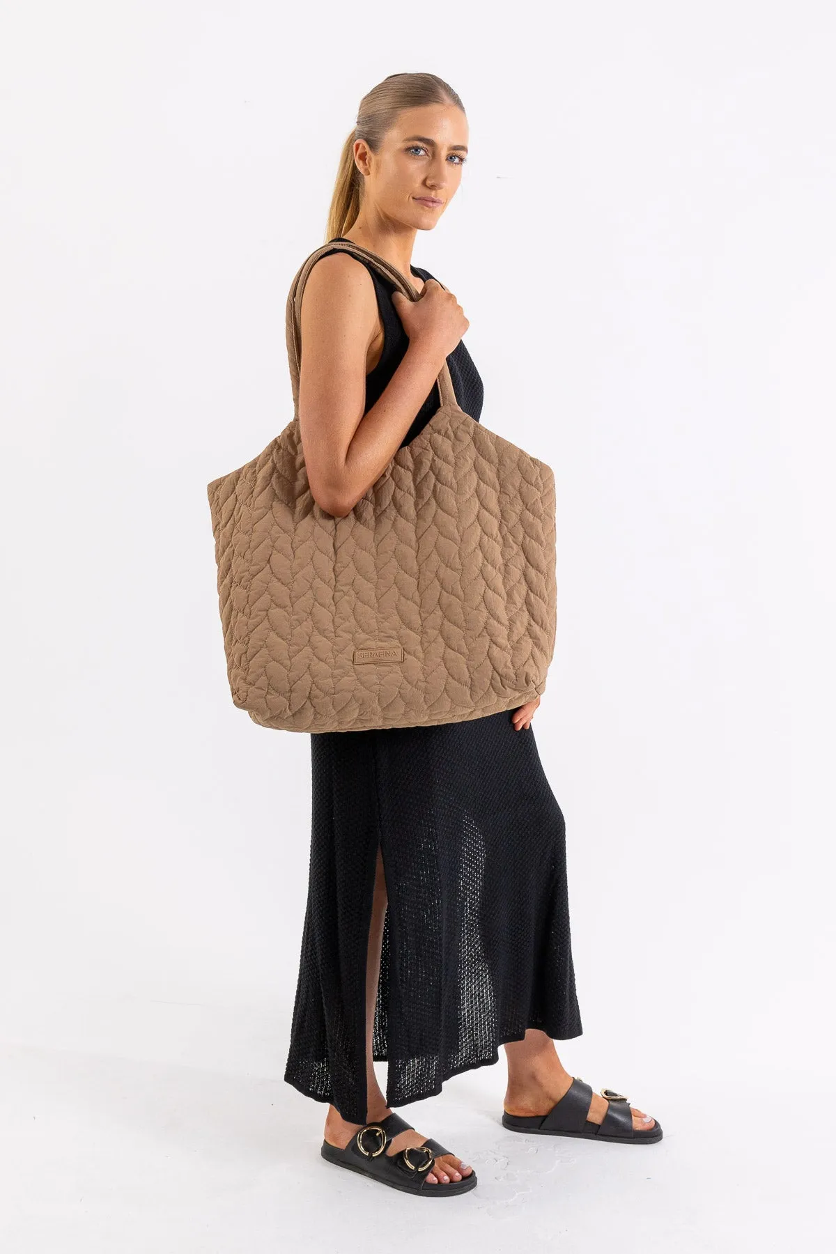 Nylon Tote Bag - Beige