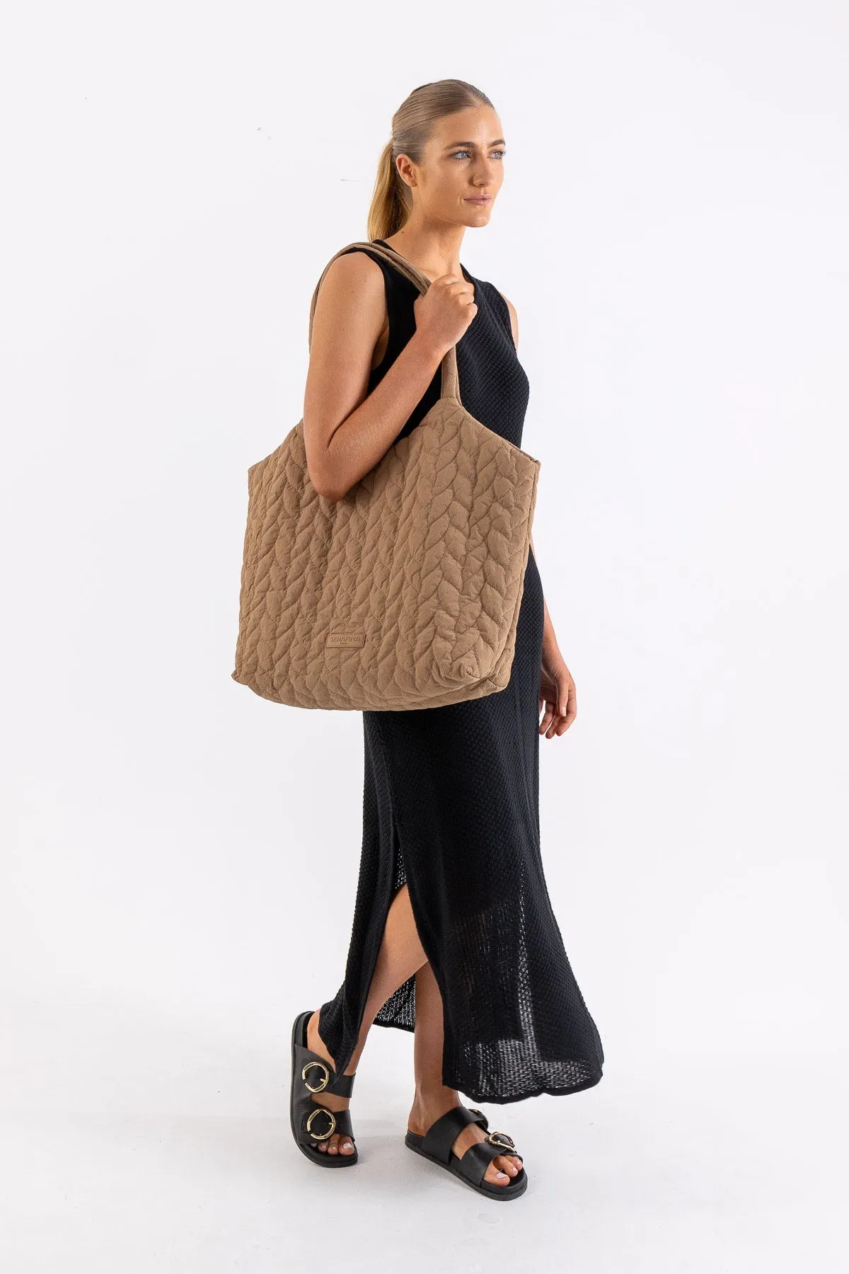 Nylon Tote Bag - Beige