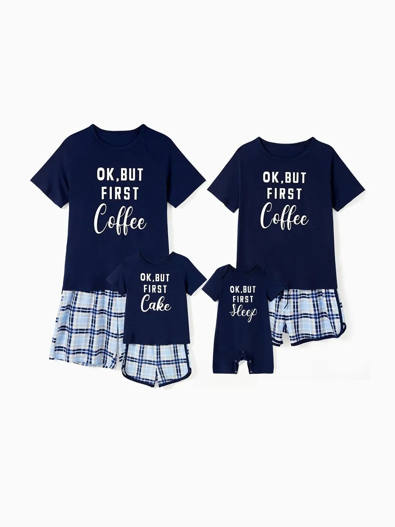 Ok But First Coffee Printed Family Matching Shorts Set