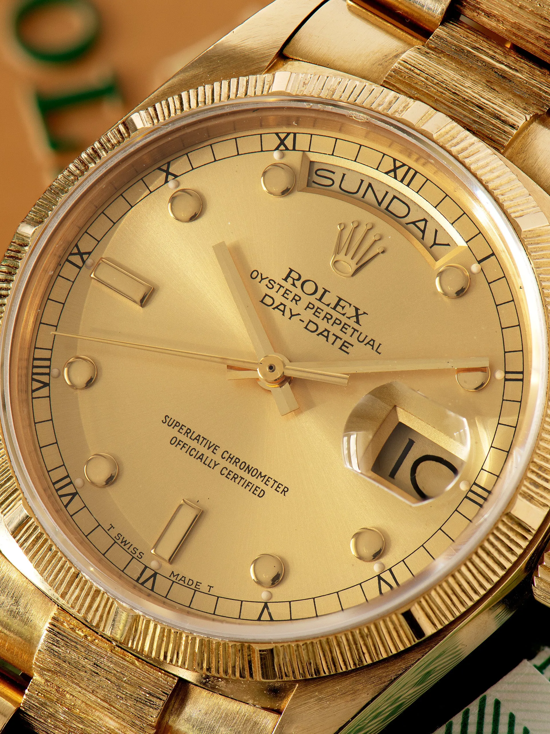 *Original Owner* 1987 Rolex Day-Date 18K YG (Ref. 18078) Champagne "Pinball" Dial W/ Box & Papers