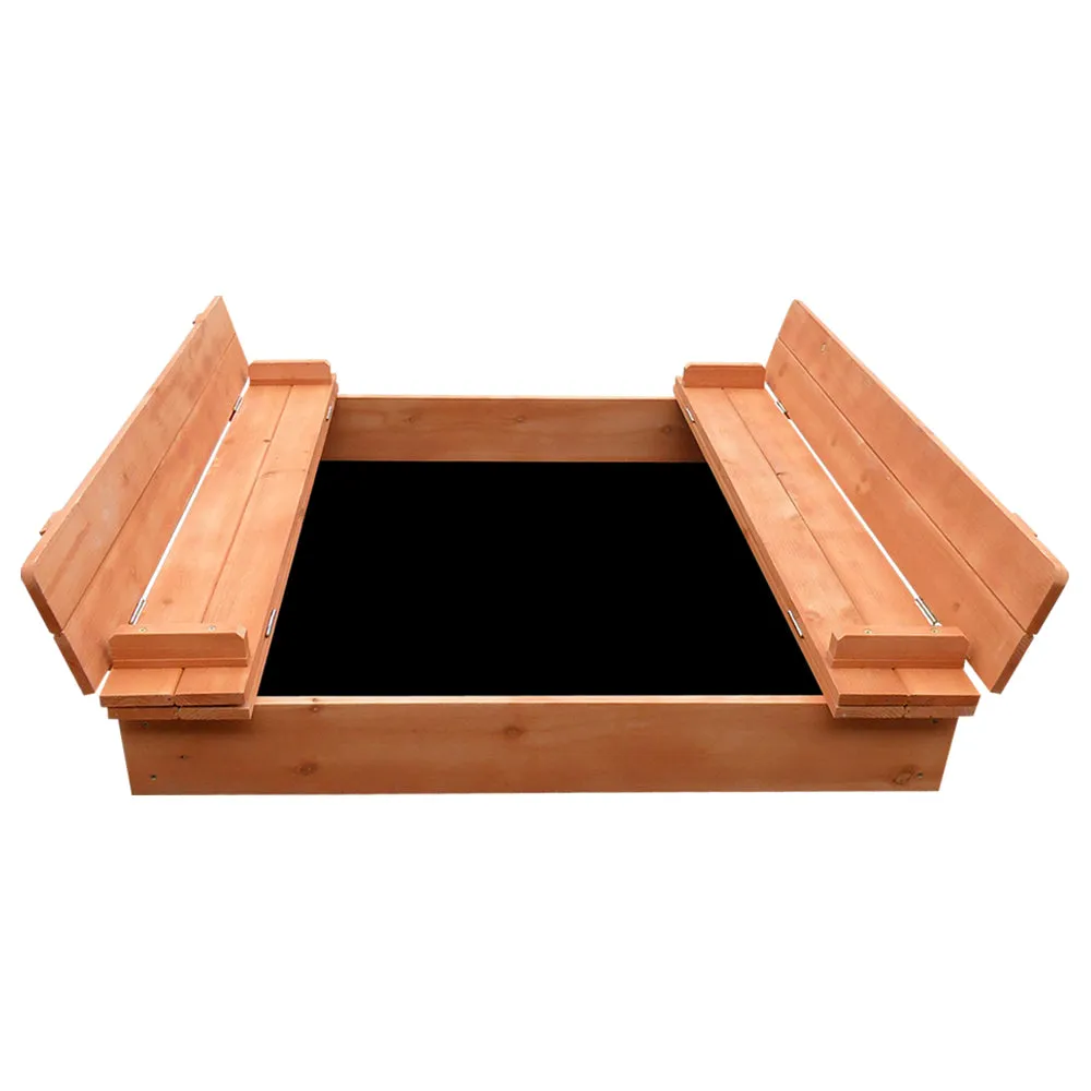 Outdoor Kids Wooden Sandpit Sand Pit Bench Seat Cover