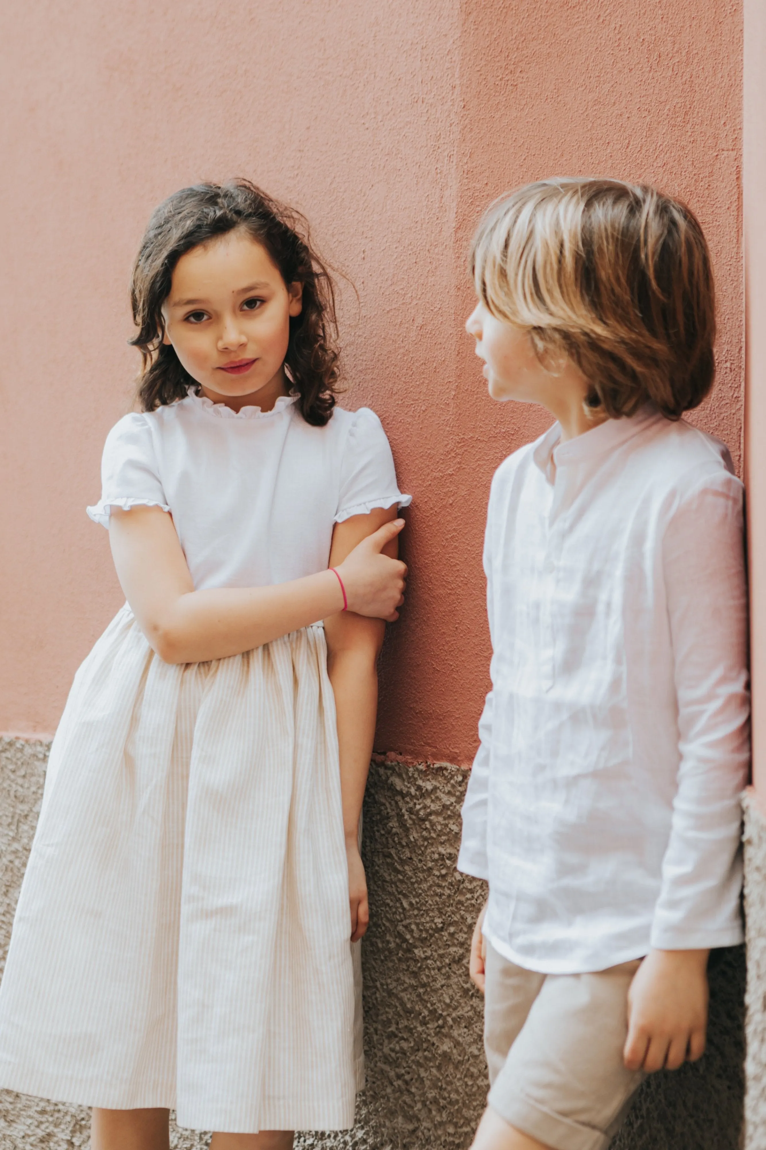 Paola Dress - Beige Stripes