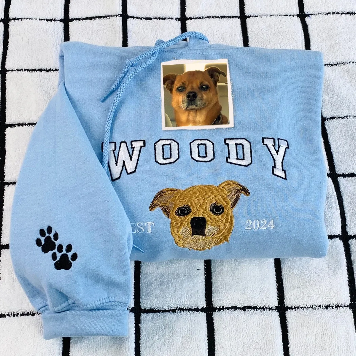 Personalized Dog Dad Hoodie or Sweatshirt with Embroidered Dog Portrait Photo