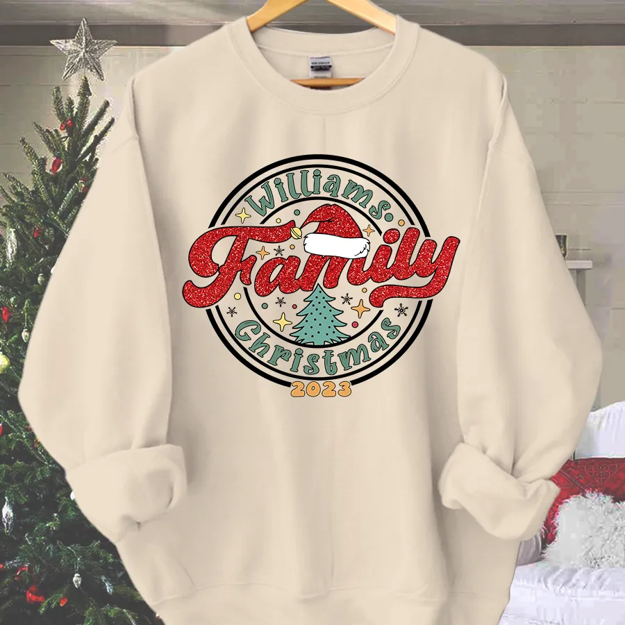 Personalized Family Matching Christmas Shirt, Christmas Family Shirt, Christmas Sweatshirt, Glitter Sweatshirt 01