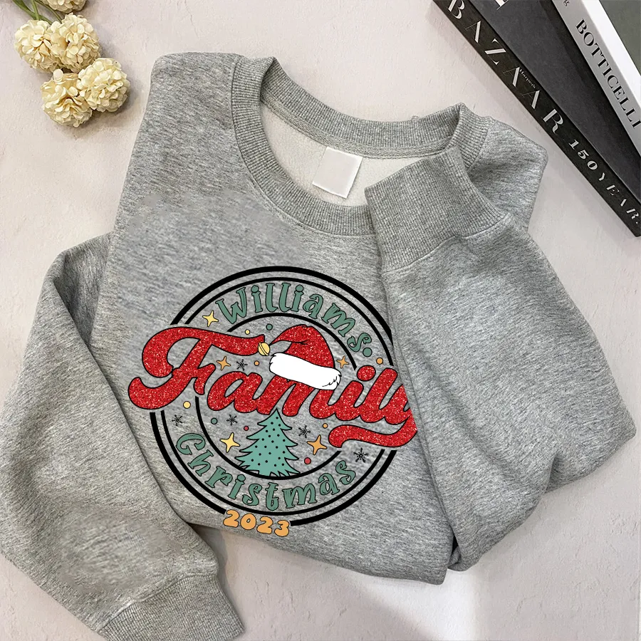 Personalized Family Matching Christmas Shirt, Christmas Family Shirt, Christmas Sweatshirt, Glitter Sweatshirt 01