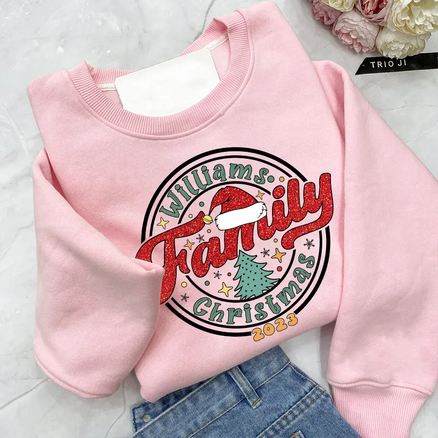 Personalized Family Matching Christmas Shirt, Christmas Family Shirt, Christmas Sweatshirt, Glitter Sweatshirt 01