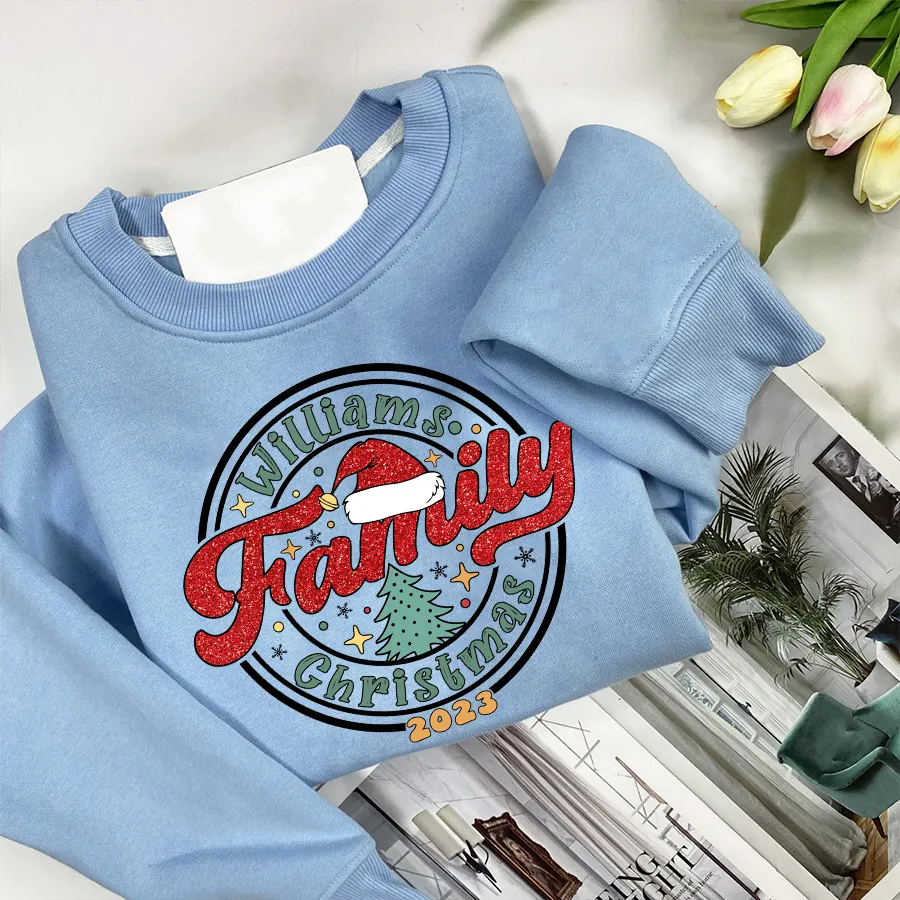 Personalized Family Matching Christmas Shirt, Christmas Family Shirt, Christmas Sweatshirt, Glitter Sweatshirt 01