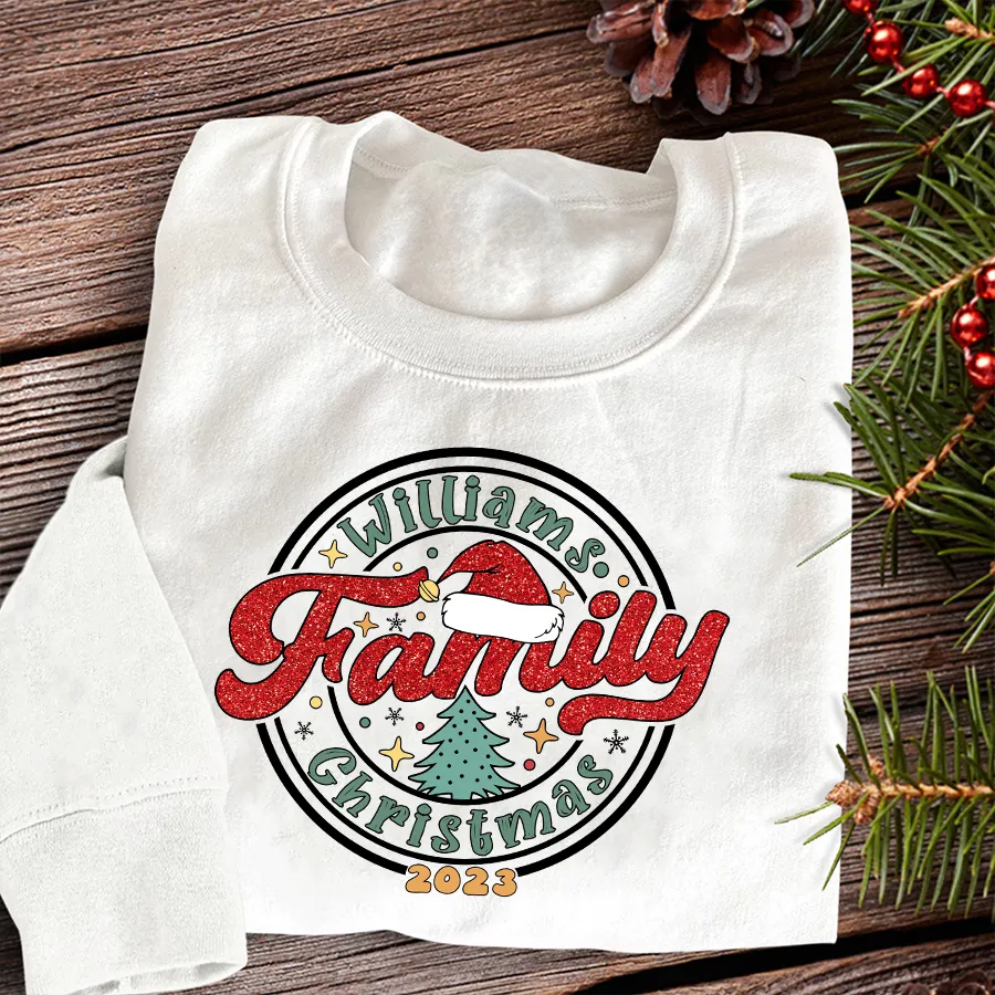 Personalized Family Matching Christmas Shirt, Christmas Family Shirt, Christmas Sweatshirt, Glitter Sweatshirt 01