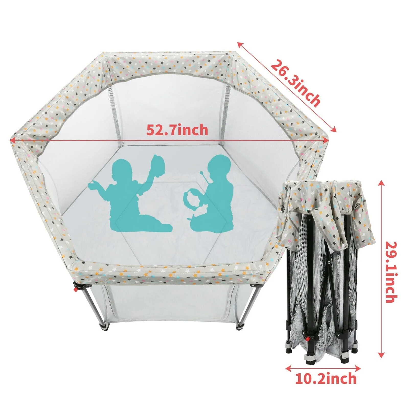 Portable Folding Playard for Babies, Toddler Indoor & Outdoor Play