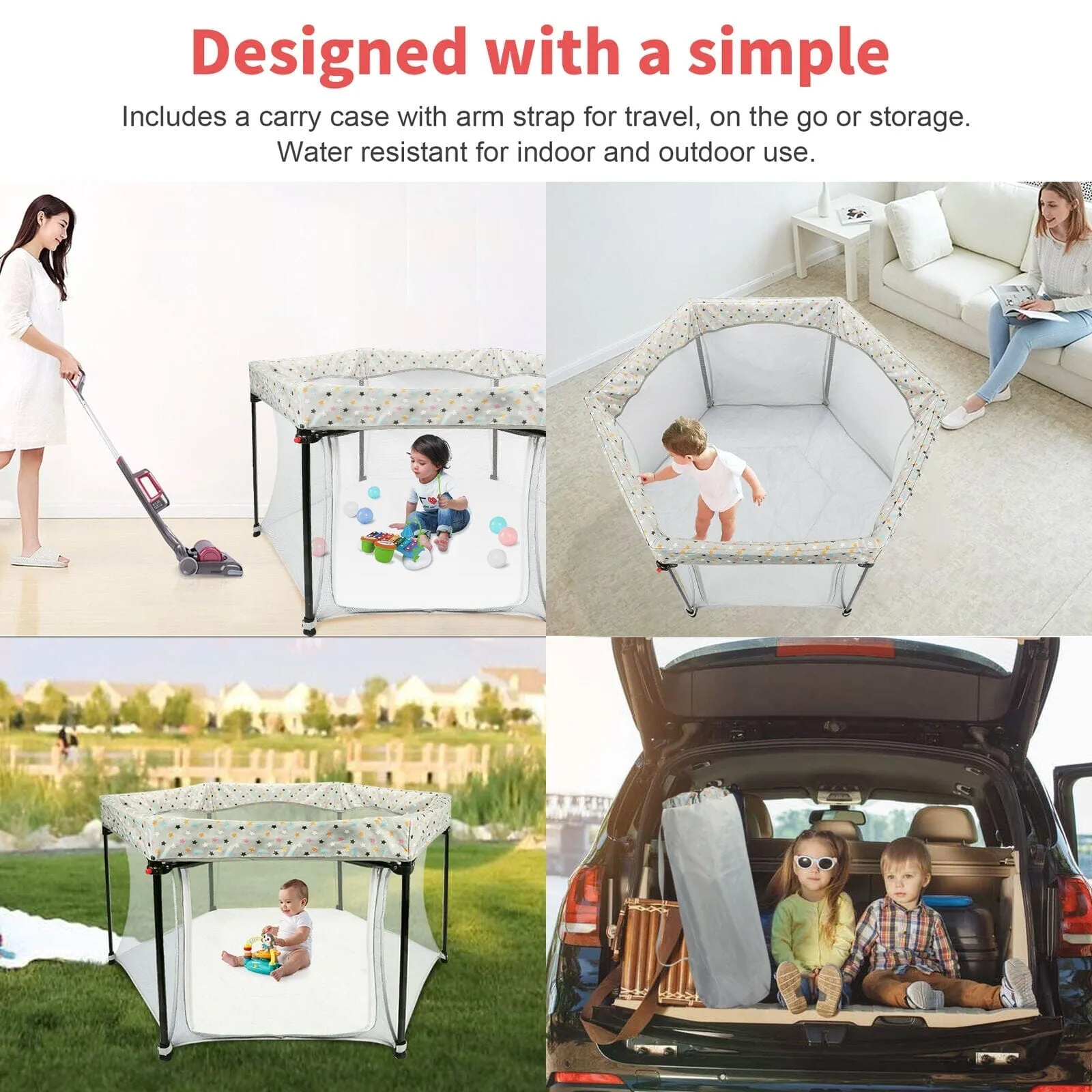 Portable Folding Playard for Babies, Toddler Indoor & Outdoor Play