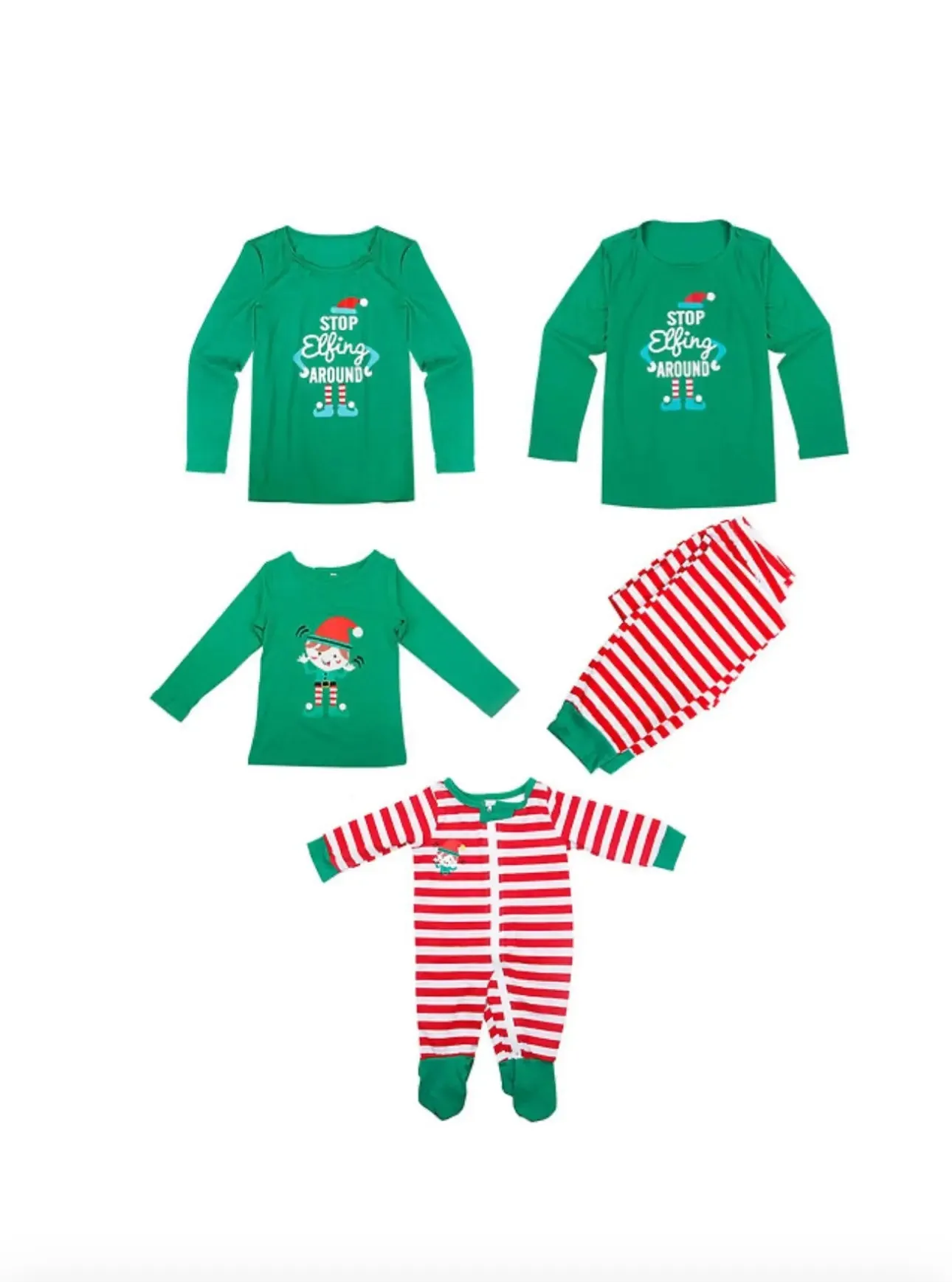 (PRE ORDER) CHILDREN Christmas Grinch sleepwear STOP Elfing AROUND Green Family Christmas Pajamas Sets