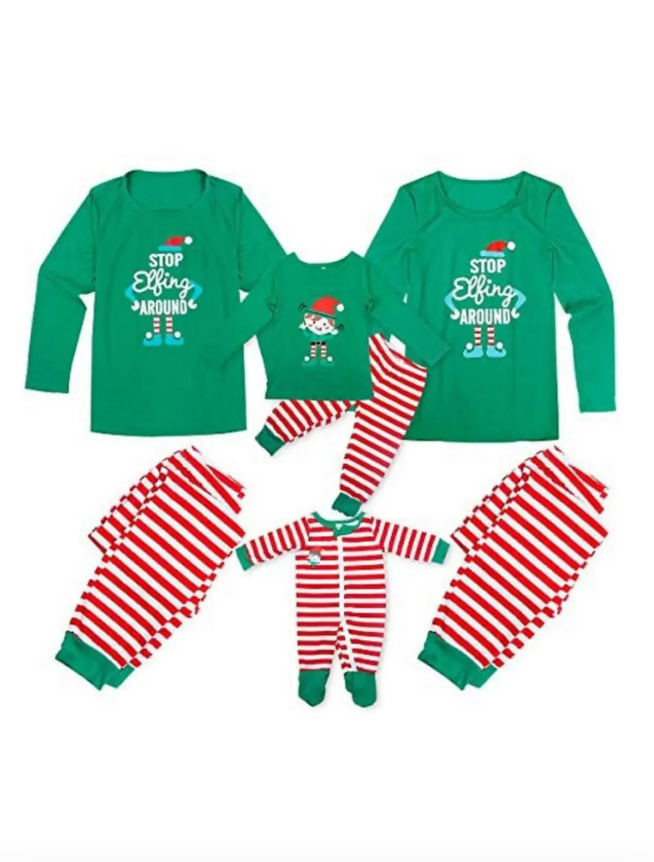 (PRE ORDER) CHILDREN Christmas Grinch sleepwear STOP Elfing AROUND Green Family Christmas Pajamas Sets